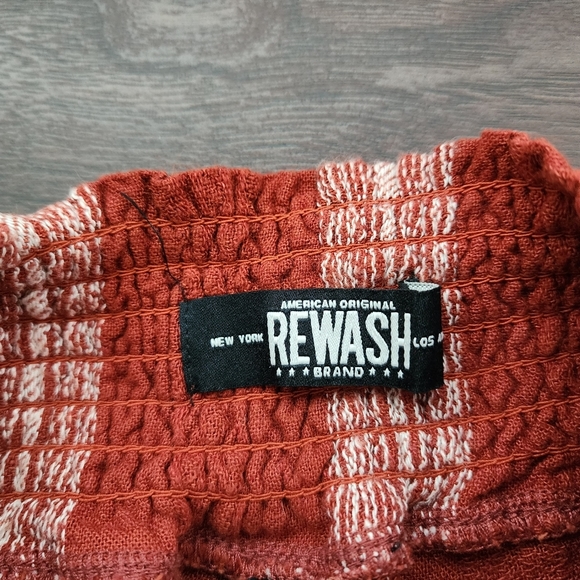 Rewash American Original Linen Blend Boho Rust Striped Pants - Picture 6 of 12